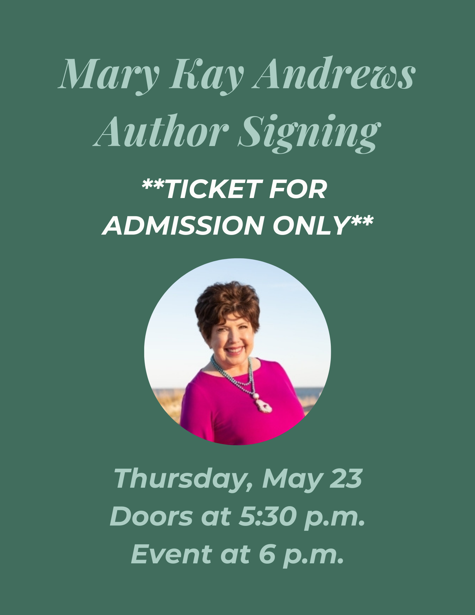 Mary Kay Andrews Author Signing: Ticket Only