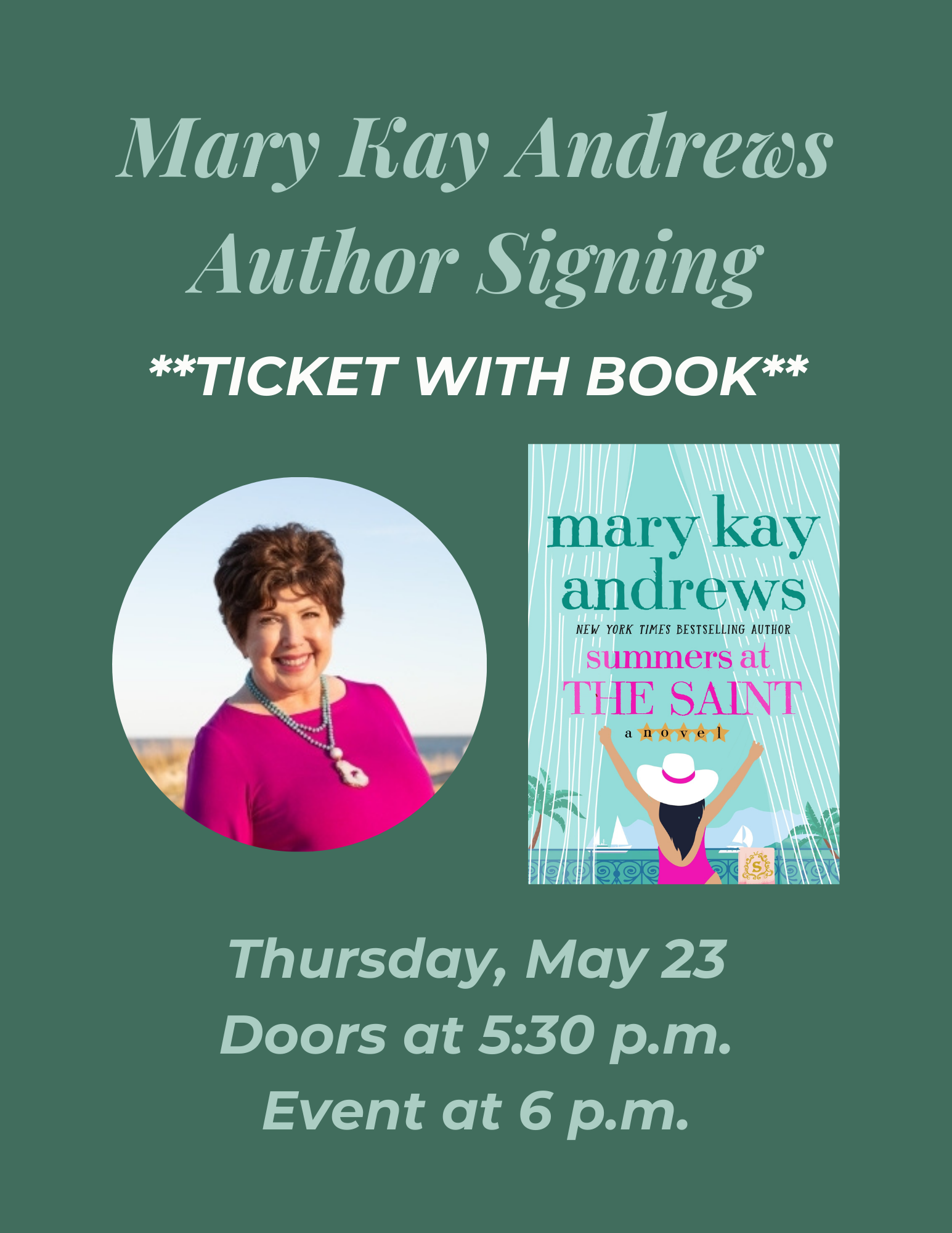 Mary Kay Andrews Author Signing: Ticket with Book