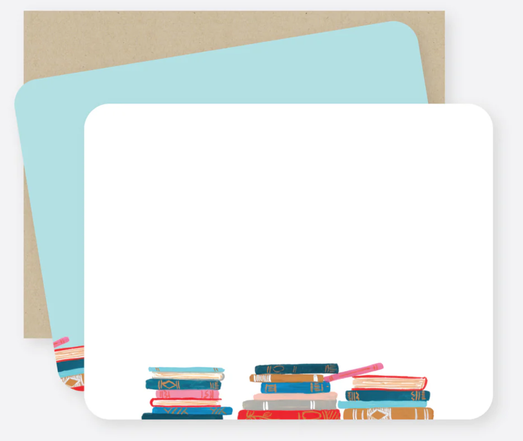 Stacked Books Flat Note Set