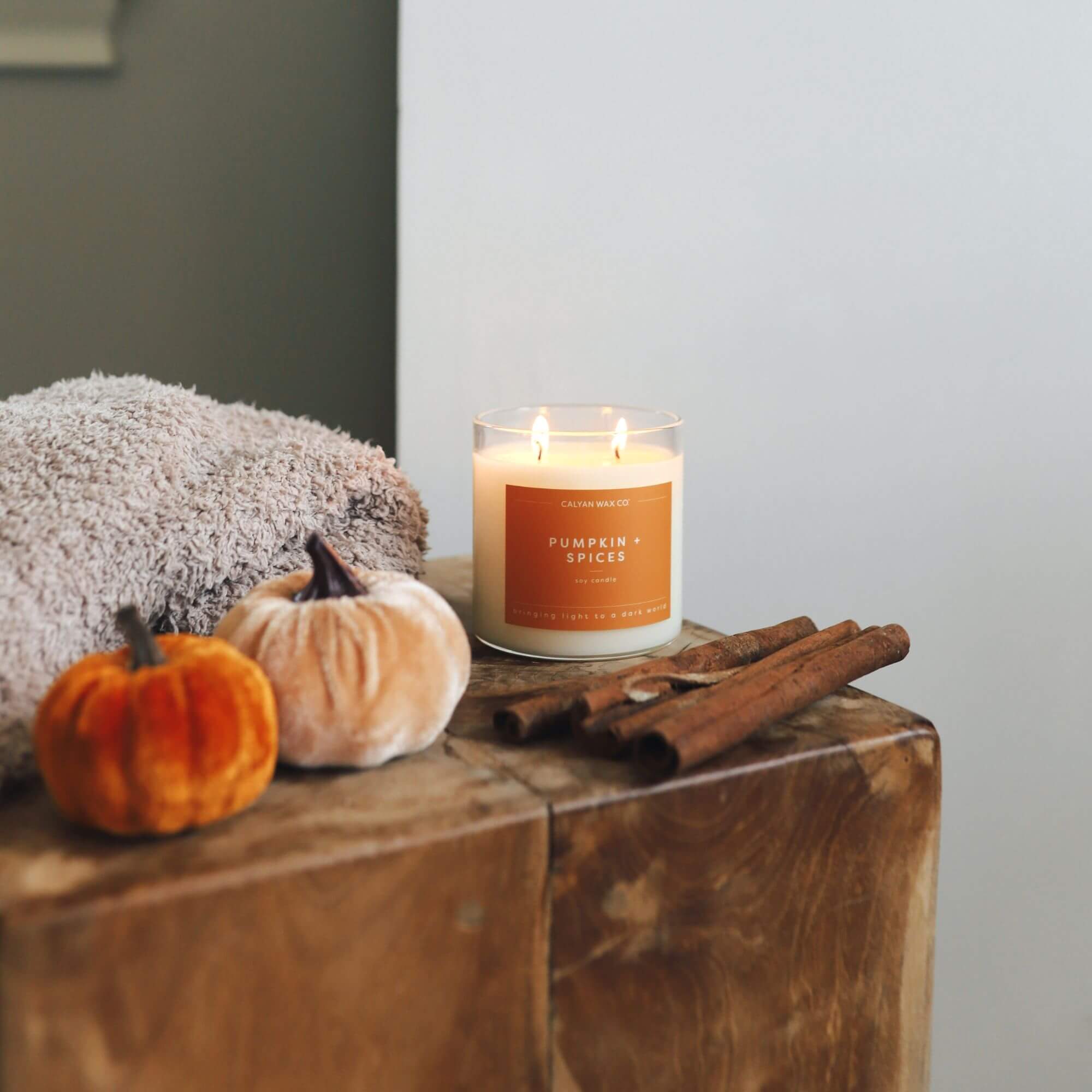 Calyan Wax Co. Pumpkin + Spices Glass Tumbler Soy Candle