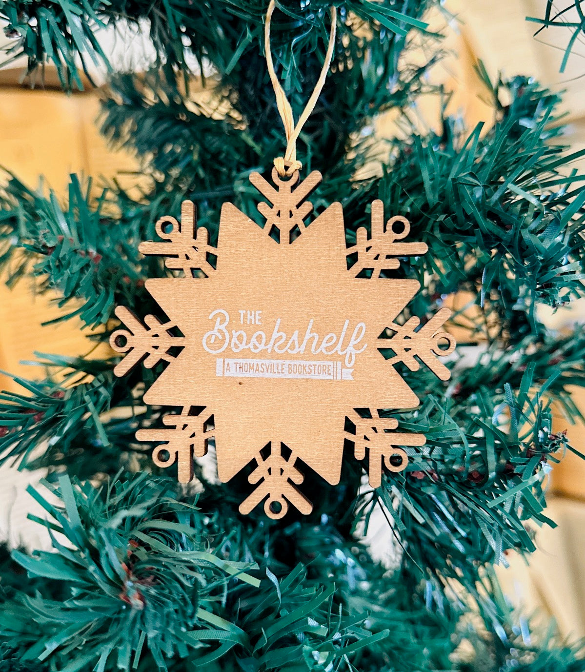 Bookshelf Wooden Snowflake Ornaments