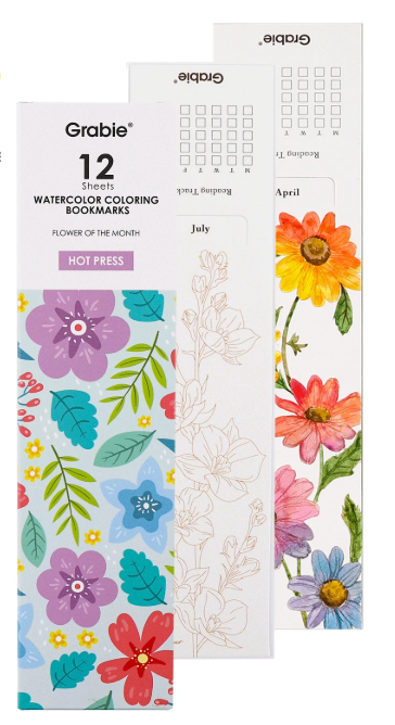 Grabie Watercolor Coloring Bookmarks