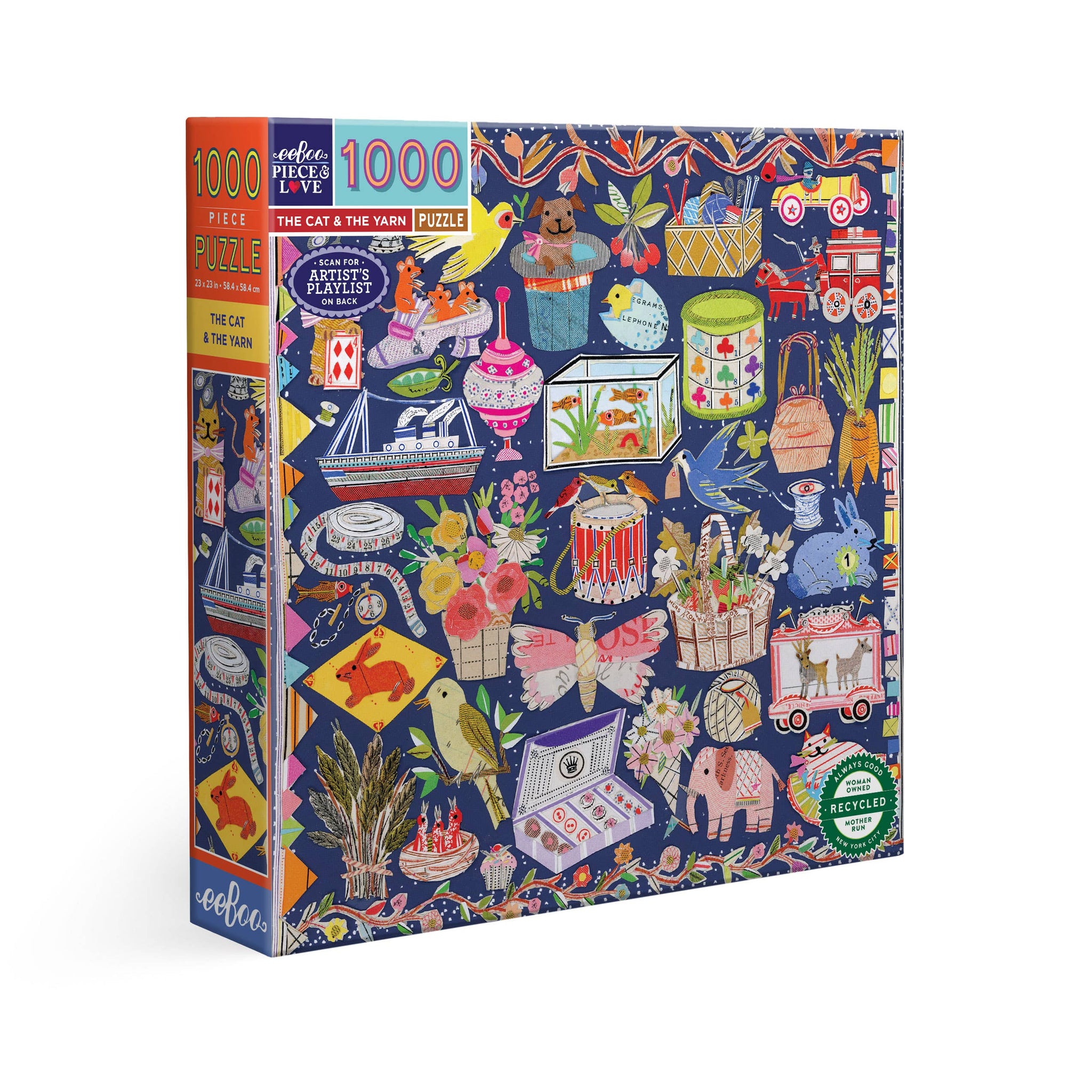 eeBoo The Cat & The Yarn 1000 Sq Puzzle