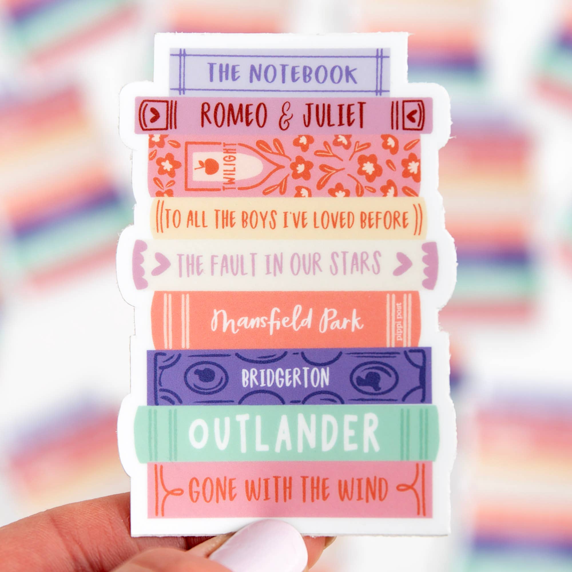 Romance Novels Book Stack Sticker