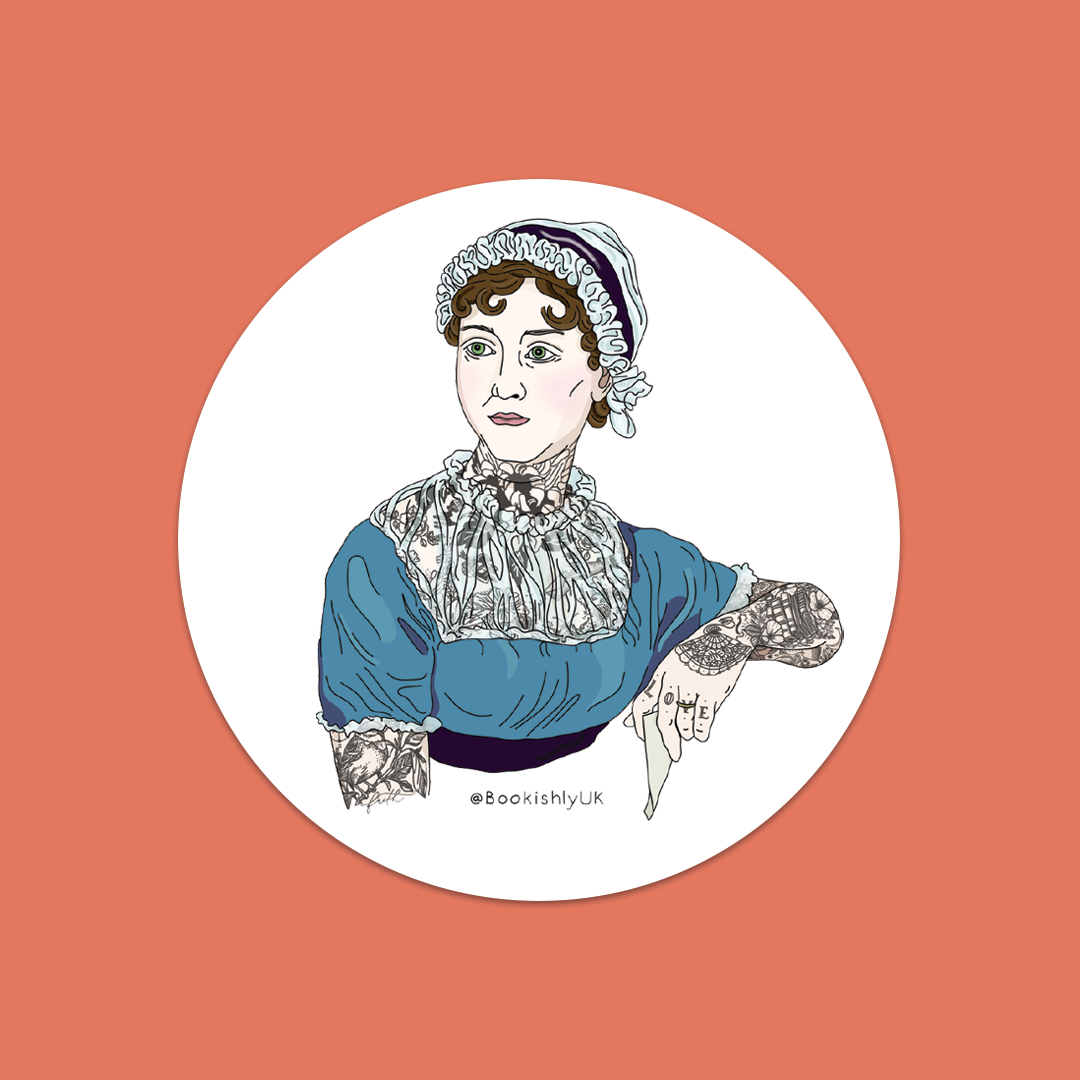Jane Austen With Tattoos Vinyl Sticker
