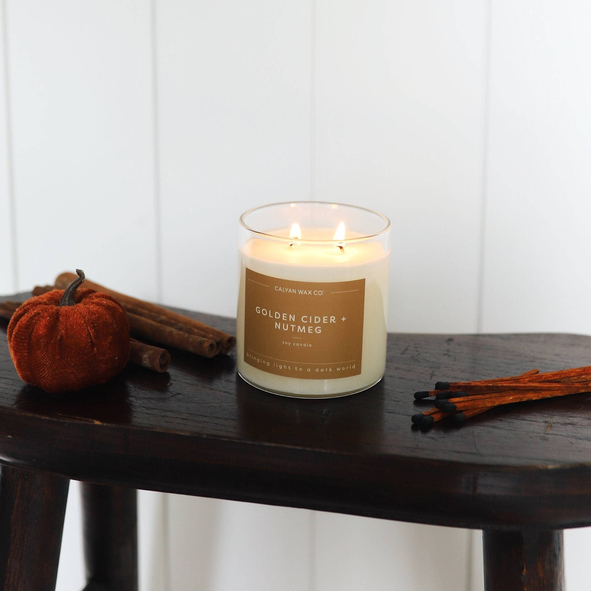 Calyan Wax Co. Golden Cider + Nutmeg Glass Tumbler Soy Candle