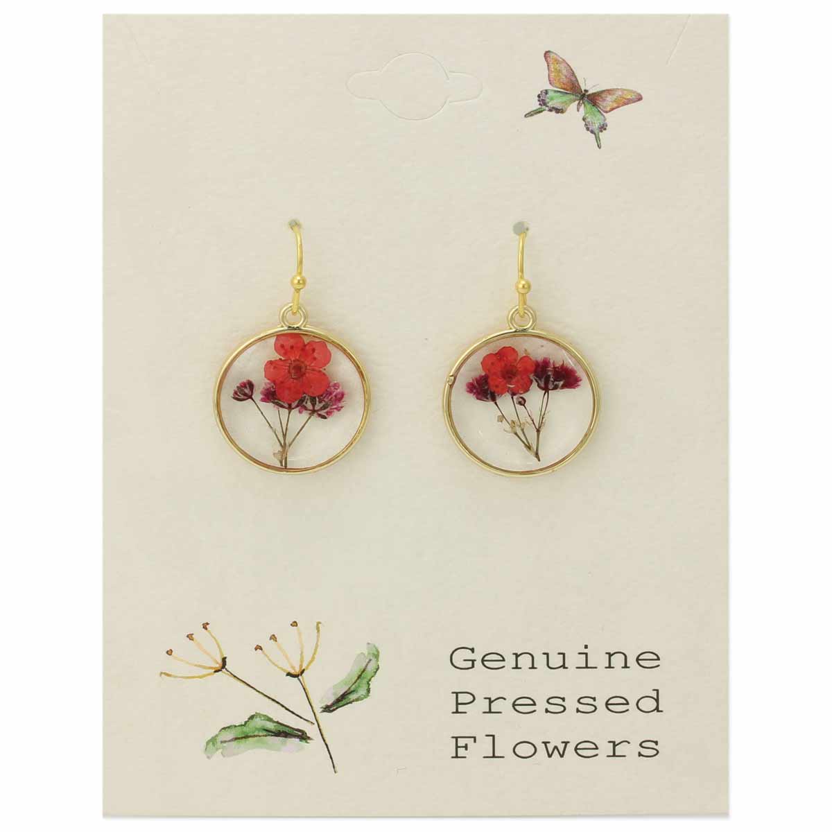 Cottage Dried Flower Round Earrings